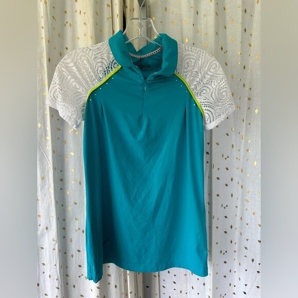 Swingdish Women's Athleisure Sporty Chic Golf Collar Top Lace Detail NWT S - Picture 7 of 9